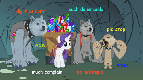 476168__safe_rarity_meme_edit_diamond+dog_cave_a+dog+and+pony+show_wagon_doge_jewel.png