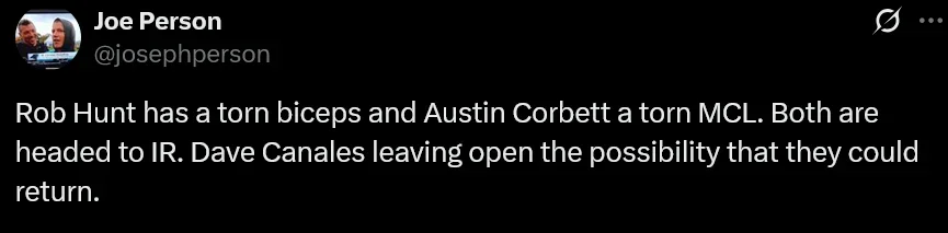 Screenshot 2025-09-16 at 06-08-54 Joe Person on X Rob Hunt has a torn biceps and Austin Corbe...webp