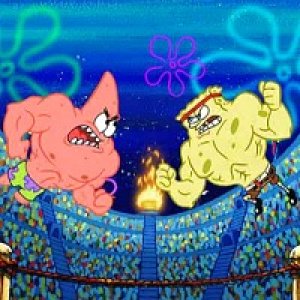 spongebob vs patrick bun wrestling fight