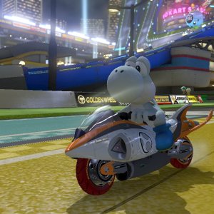 White Yoshi on his Jet Bike