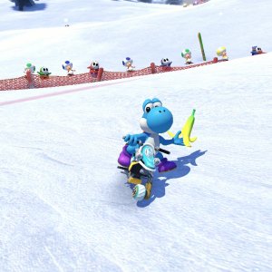 Light-Blue Yoshi - Snow Biking