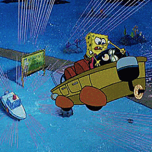 (GIF) The climax of SpongeBob battling it out against a boatjacker