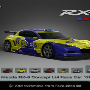 Mazda RX-8 Concept LM Race Car '01 Asian GT4P Scheme Menu.png