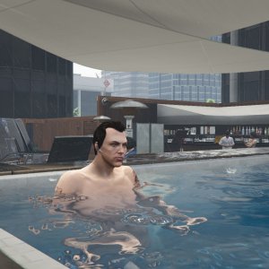 Having a hot tub moment in the rain on top of the recording studios, featuring my Faction Custom 1