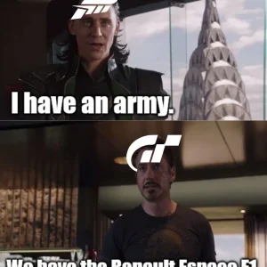 Media 'A fairly quick meme of the Renault Espace F1 coming back home' in album 'A place where SPD puts all the random other things that don't fit in his other albums, or hasn't been made a category in his world yet. Yeah..'