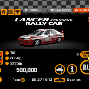 Mitsubishi Lancer Evoluton V Rally Car