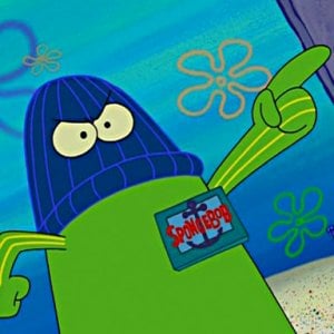 Spongebob robs a bank