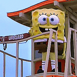 (GIF) How Spongebob envisions being a lifeguard