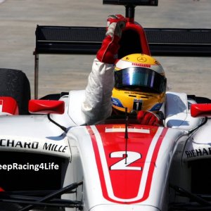 GP2 Series 2006 - Lewis Hamilton Celebrates His Second Position in Turkey