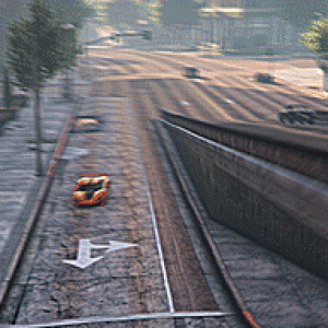 (GIF) An Itali GTB weaves past some pillars