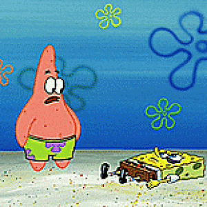 (GIF) Patrick beats himself silly