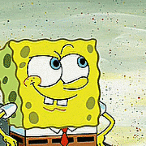 (GIF) Spongebob VS an unopened bottle of ketchup