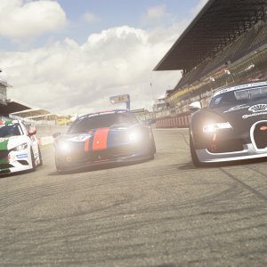 Some Group 4 cars taking a glance on the Circuit de la Sarthe straight