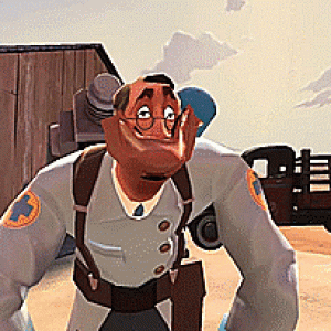 (GIF) The BLU Medic can't take it anymore during his event in Champion Fortress