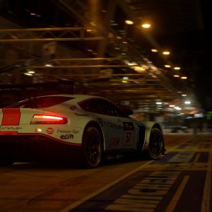 Exiting the pit lane at Le Mans