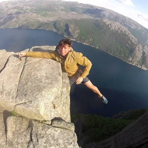 Free Hanging from Preikestolen norway. Pulpit Rock Norway (GOPRO)