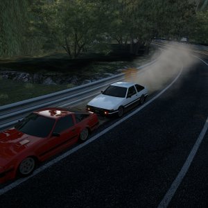 Hachi-Roku and 300ZX on Sadamine Pass