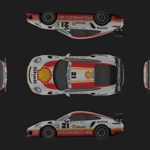 1980s Inspired Shell Porsche 911 Plan View