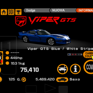Dodge Viper GTS Blue with White Stripes