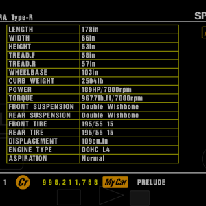 Acura Integra Type-R specs