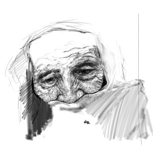 Study of an elderly woman's head.