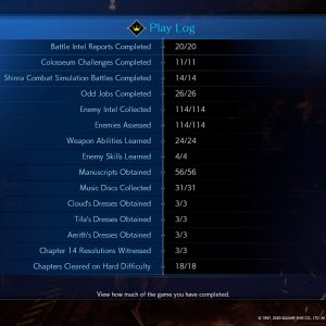 Final Fantasy VII Remake - Play Log