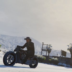 Modder made it snow, and Jake goes riding on his bike 1