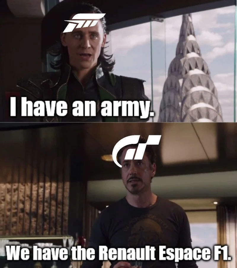 A fairly quick meme of the Renault Espace F1 coming back home