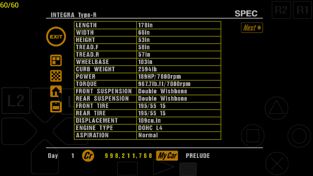 Acura Integra Type-R specs