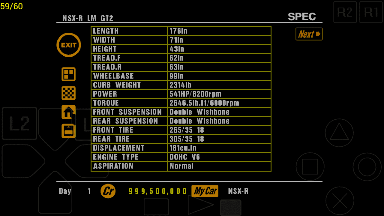 Acura NSX GT2 LM specs