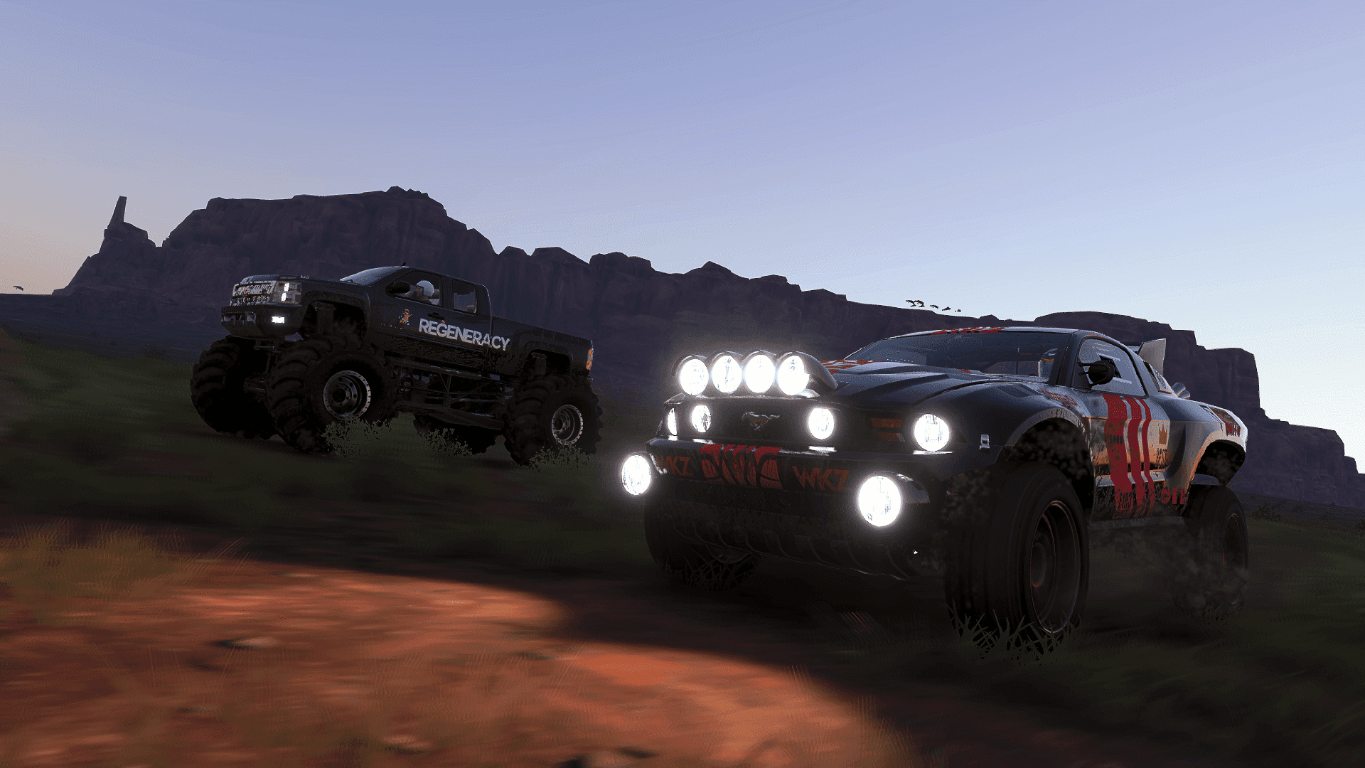 Big truck and mad Stang
