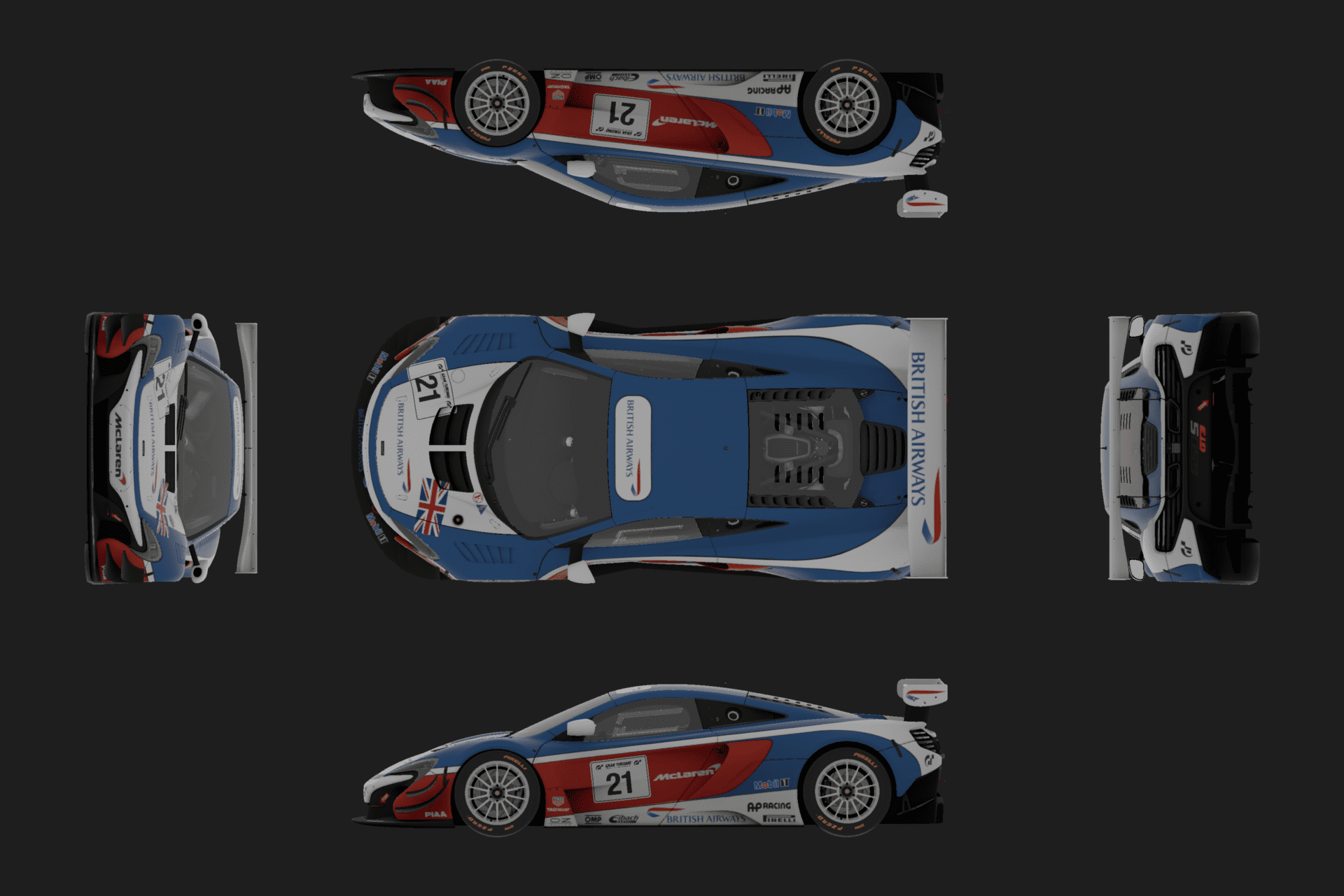 British Airways McLaren 650S GT3 Plan View