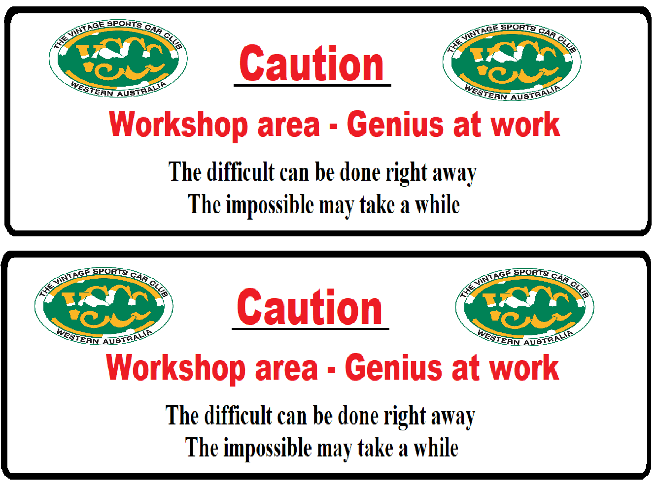 Caution - Workshop Genius