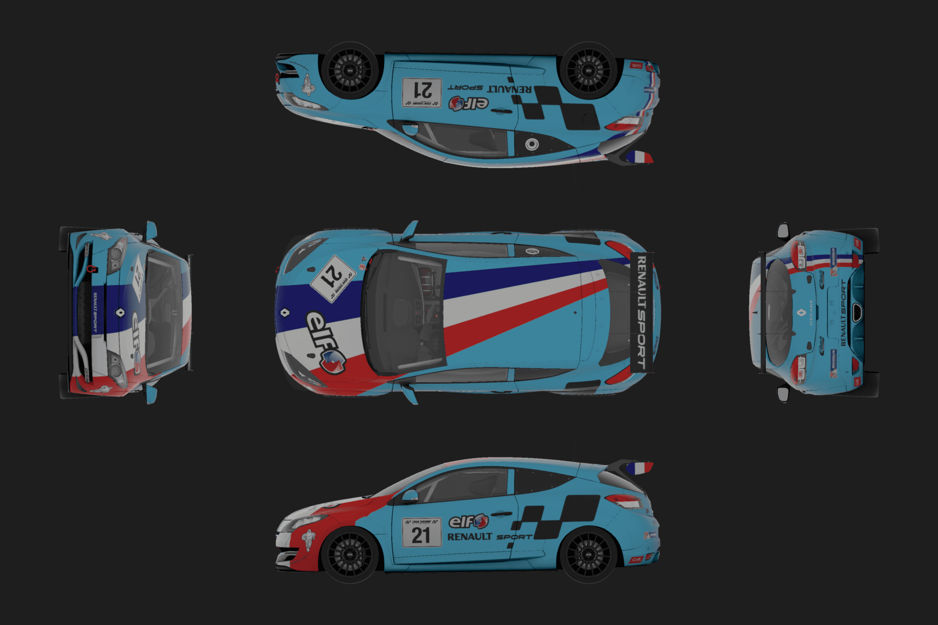 French Flag Renault Sport Mégane Plan View