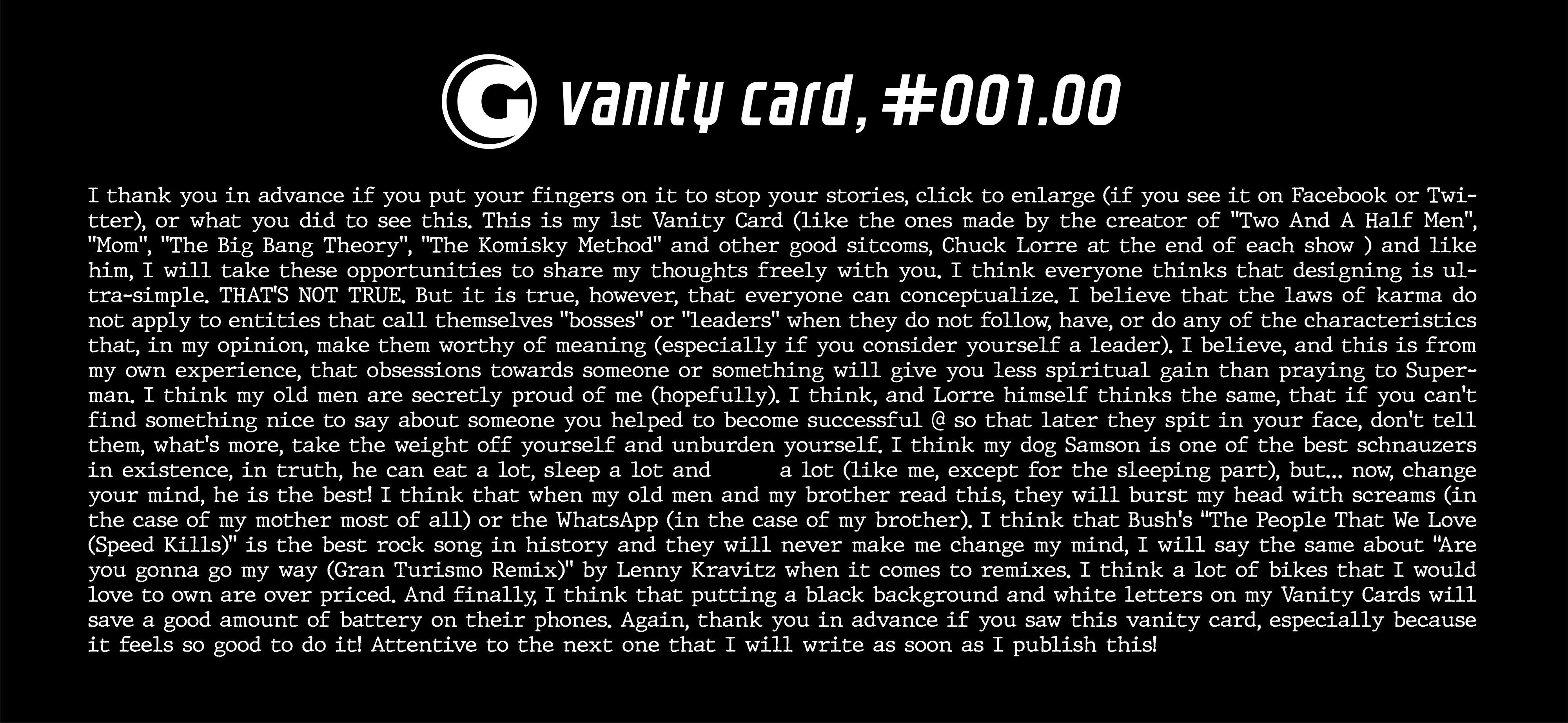 G-VANITY CARD #001.00