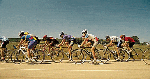(GIF) Mr. Bean casually overtakes tour cyclers