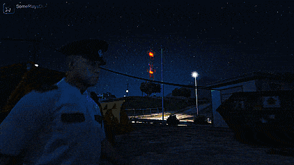 (GIF) The security guard patrols the spooky seasonal nights
