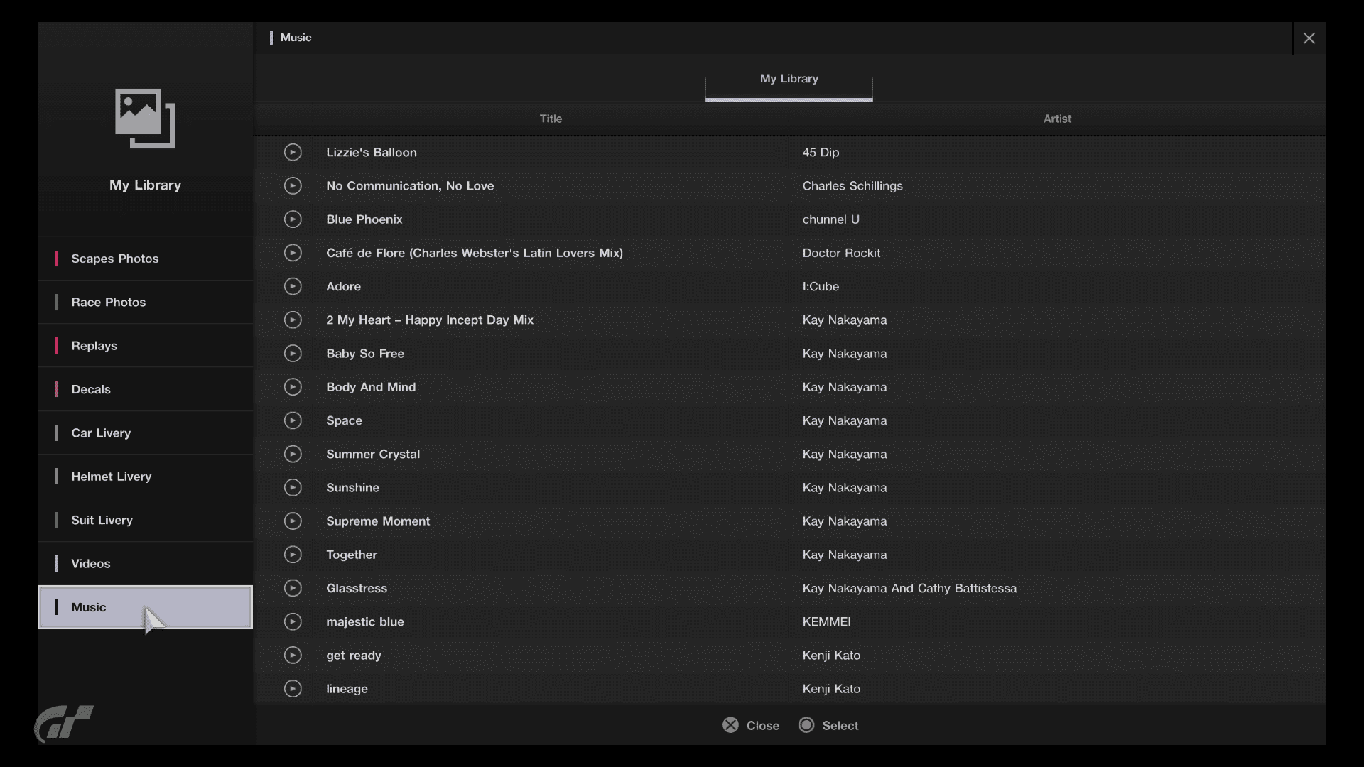 Gran Turismo® SPORT BGM list 1