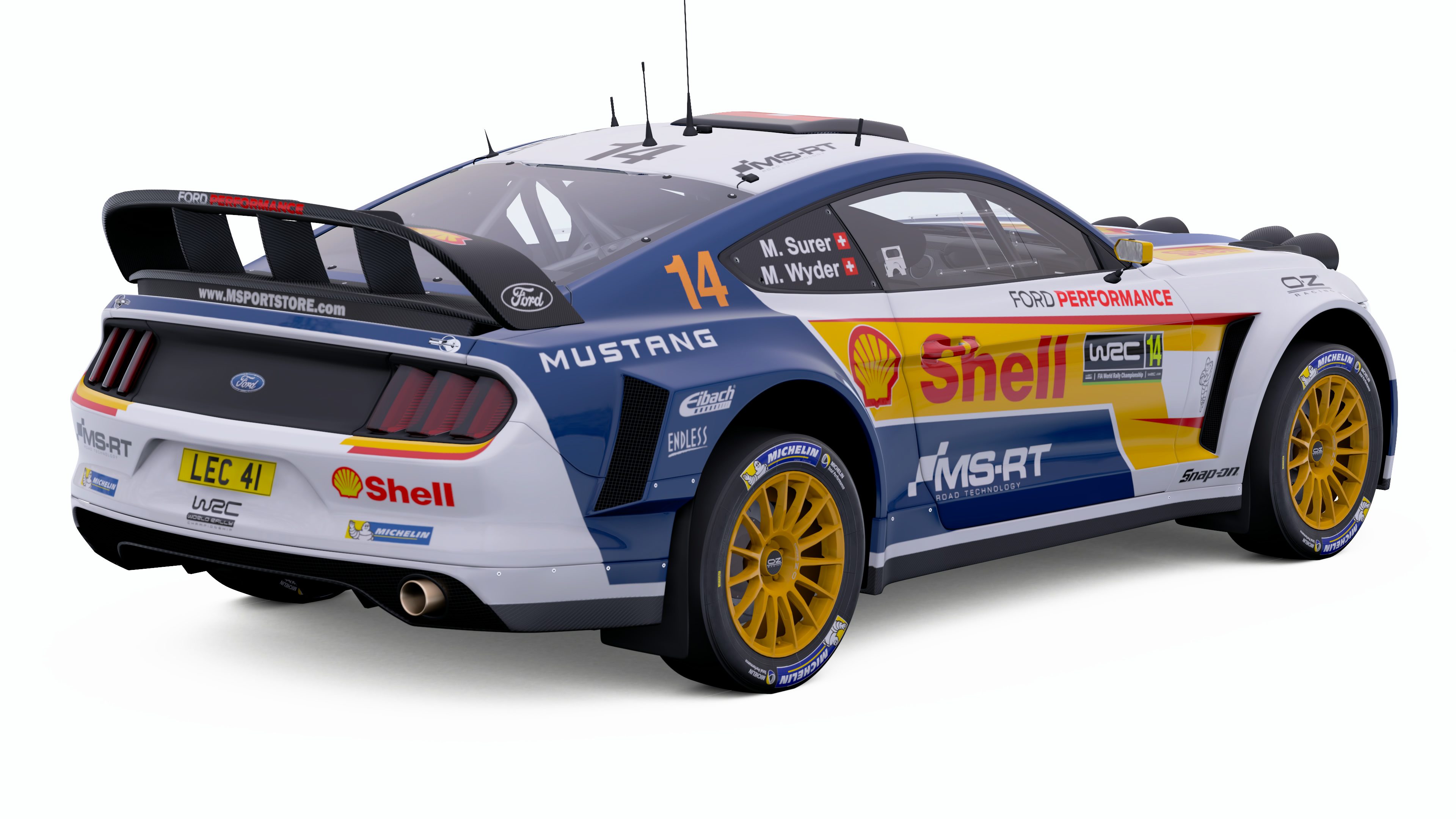 GT Sport LEC #41 - Ford Shell M-Sport Mustang WRC - Rear 3/4 View