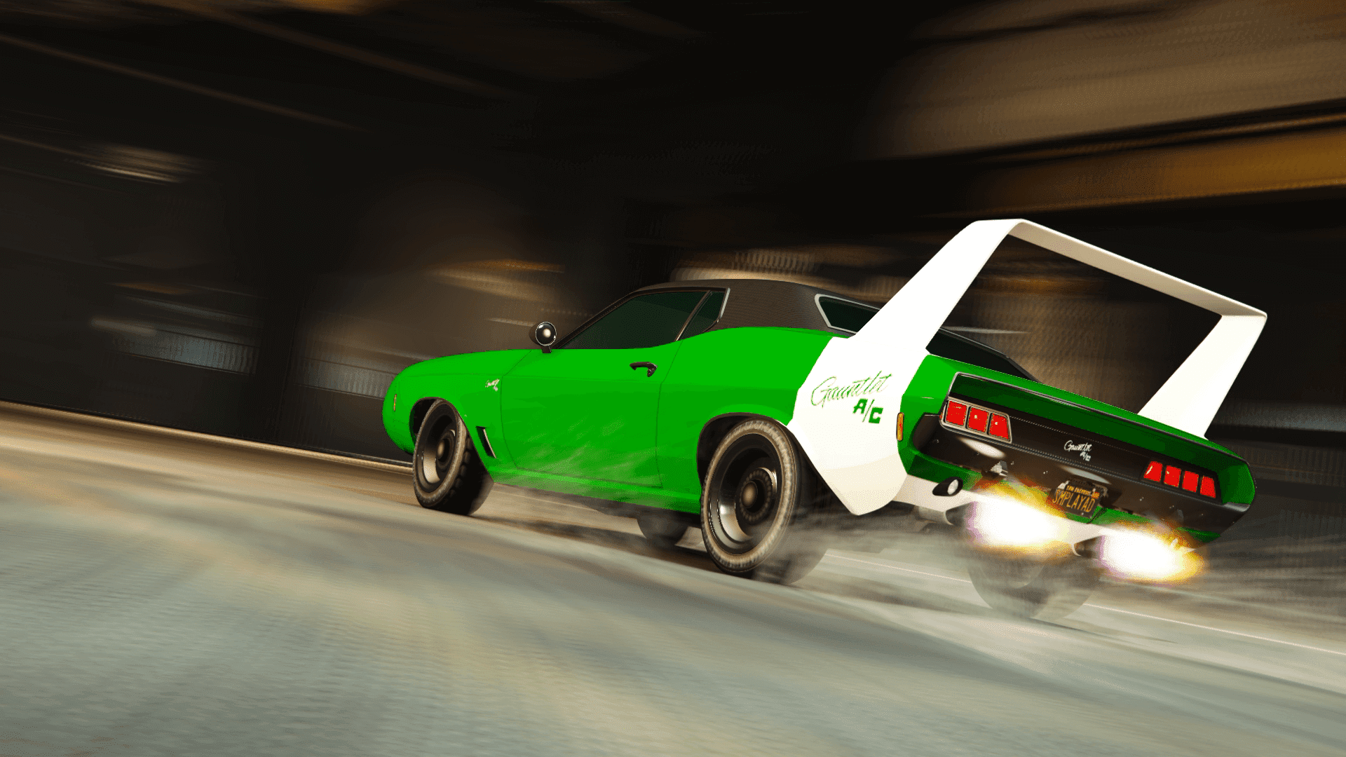 (HD) The test track experiences a rolling start to slipping and sliding with a Gauntlet Classic Custom shredding them up 1