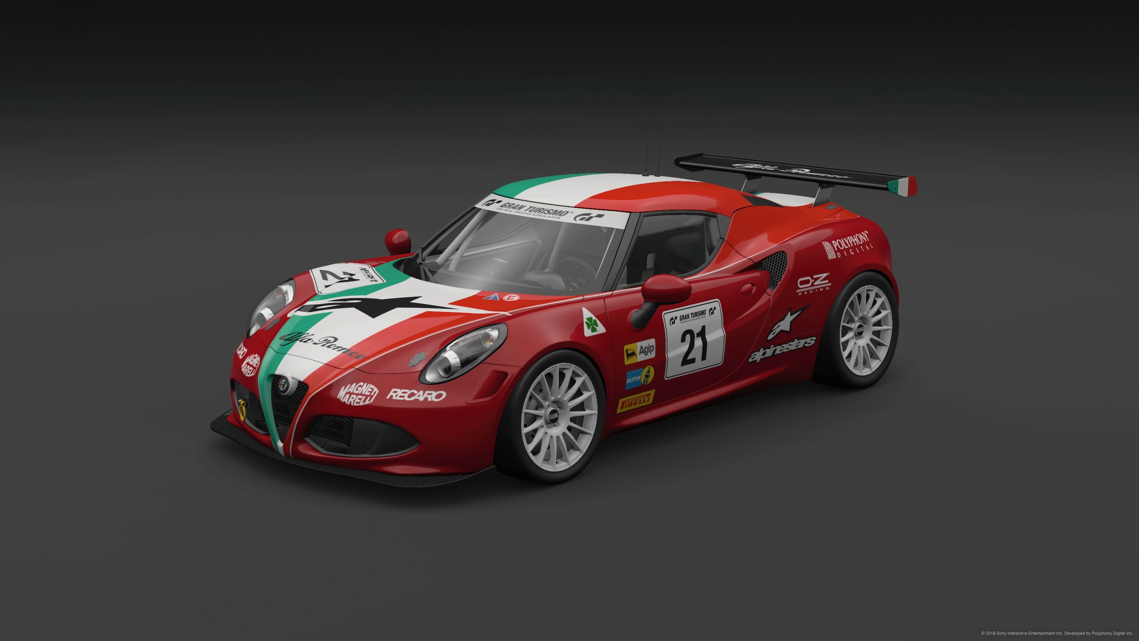 Italian Flag Alfa Romeo 4C Front 3/4