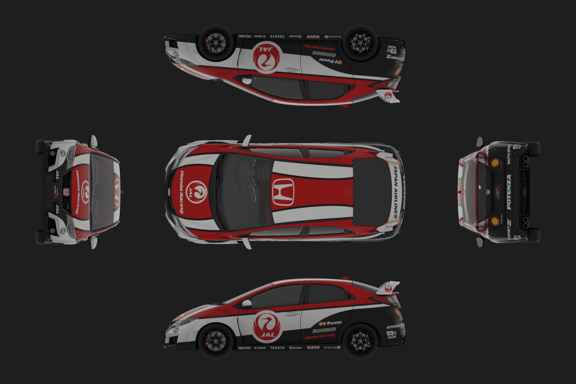 JAL Honda Civic Plan View