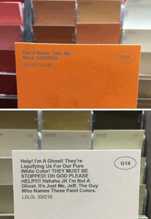 Jeff's job as a paint namer