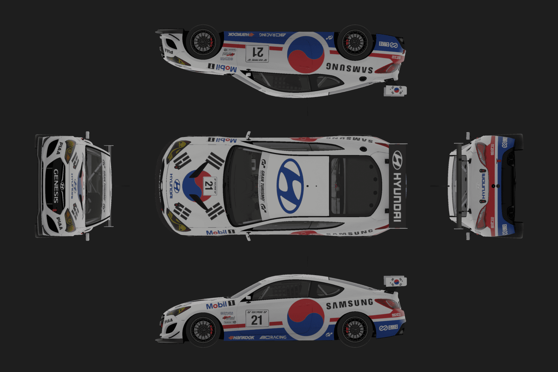 Korean Flag Hyundai Genesis Plan View