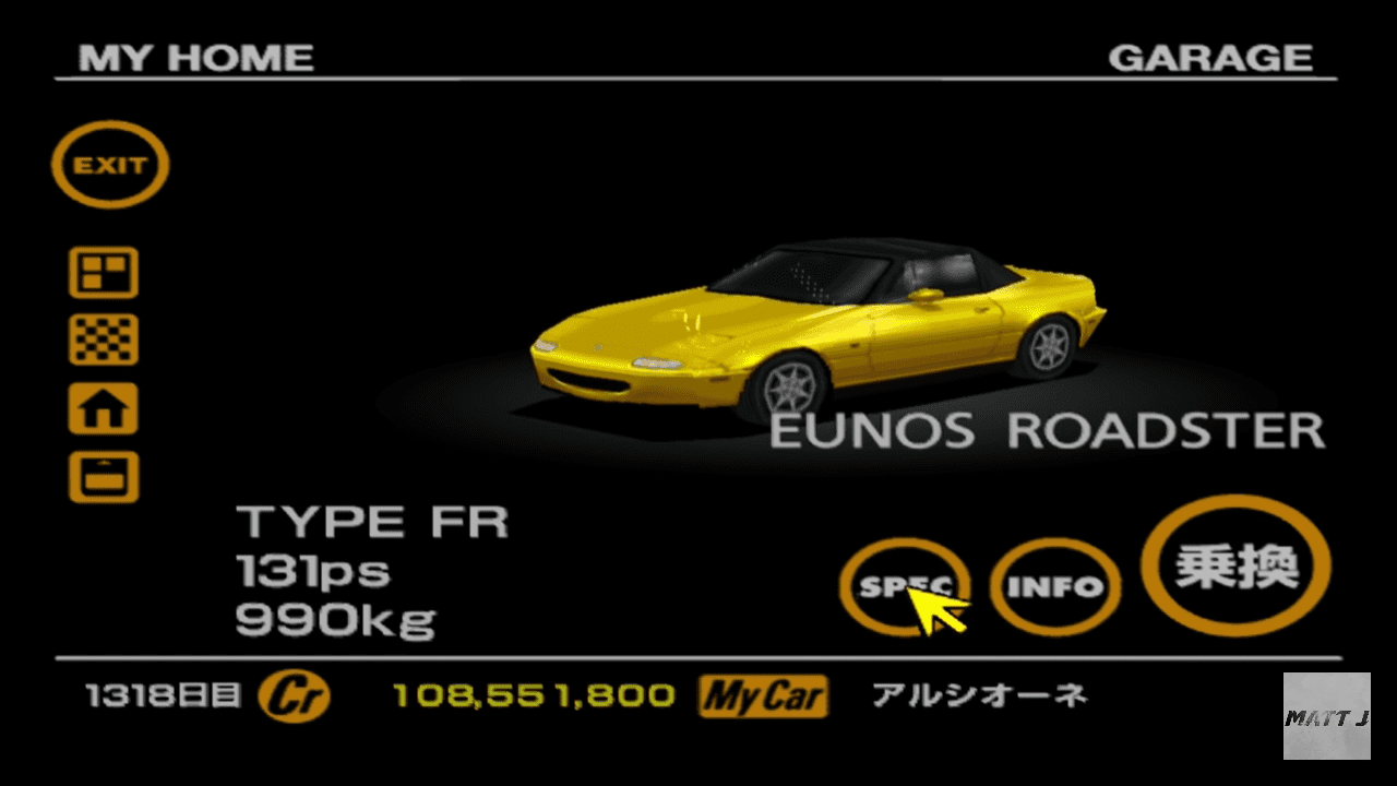 Mazda Eunos Roadster yellow w/black softop