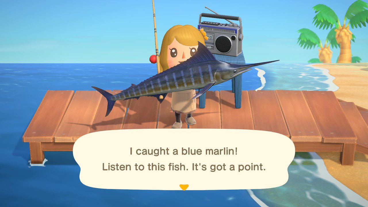 Miranda's first week achievements include catching the elusive Blue Marlin
