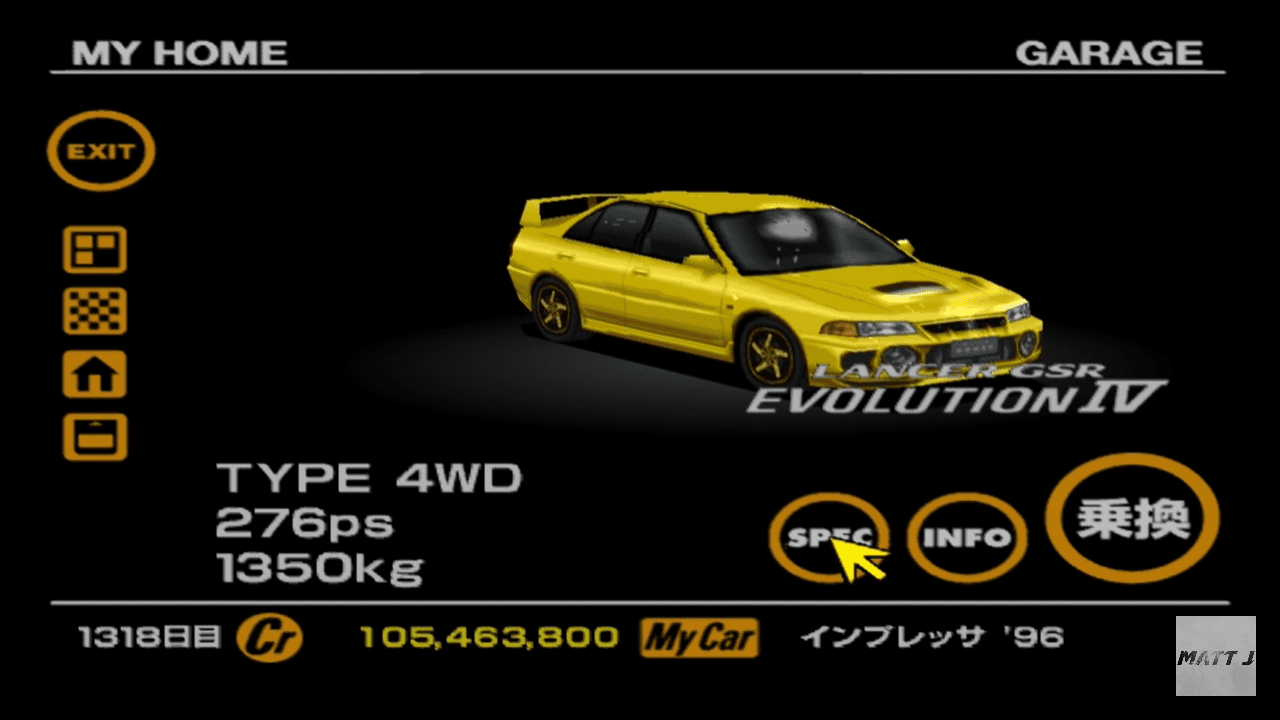 Mitsubishi Lancer Evolution IV GSR yellow
