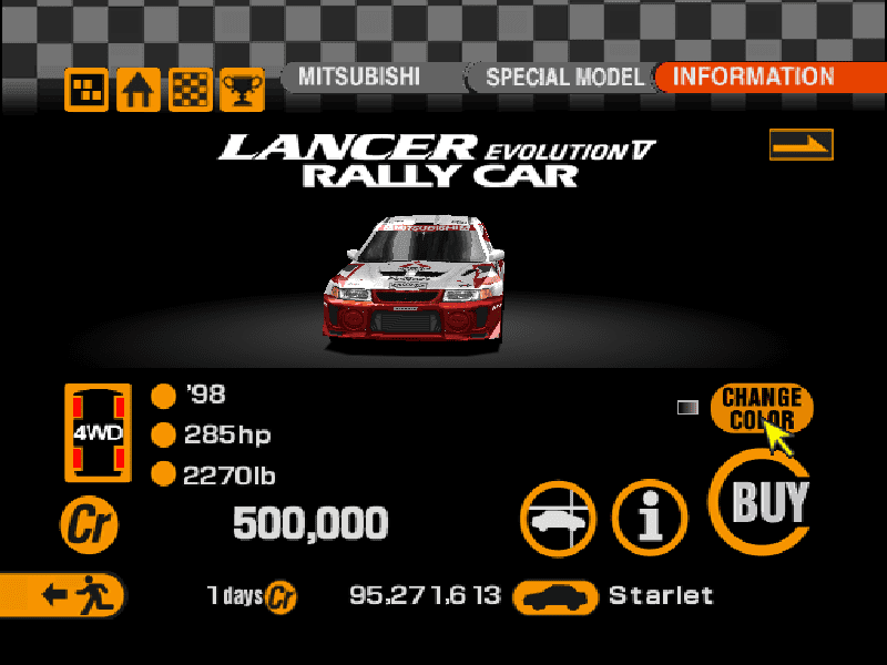 Mitsubishi Lancer Evoluton V Rally Car