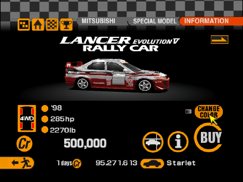 Mitsubishi Lancer Evoluton V Rally Car
