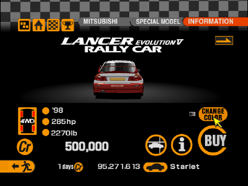 Mitsubishi Lancer Evoluton V Rally Car